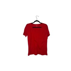 Liz Claiborne‎ Red V-Neck T-Shirt Womens Short Sleeve Casual Top